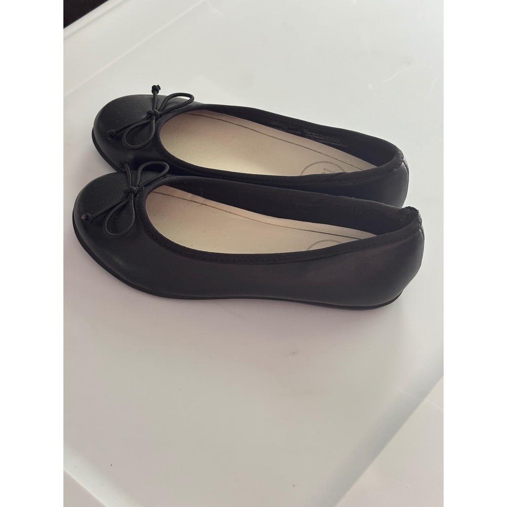 1901 Girls Black Bow Ballet Flats Round Toe School Shoes Size 12M